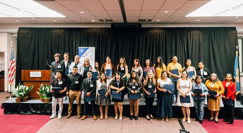 La Esperanza’s inaugural citizenship celebration honorees shown are in back (l-r) Ricardo Cabanas Duran, Daniel Cabanas Duran, Cesar Cabanas Nunez, Tatiana Duran Gonzalez, Filomena Bartolon, Juana Campos, Sandra Palavecino Acuna, Jully Diaz Pena, Rebeca Perez Bamaca, Ingrid Balarezo, Gelber Escalante Lopez, Mayli Escalante and Maria Villatoro Cruz. In front are Darvin Merida Juarez, Omar Merida De Leon, Francisco Puac, Dalia Morales Perez, Kenly Roblero Mazariegos, Joseline Ortiz Santizo, Eneyda Raygadas Rubio, Lizbeth Reyes Serrano, Alma Salgado, Isabel Vargas, Griselda Vasquez and Mirian Velasquez Bravo. SUBMITTED PHOTOS